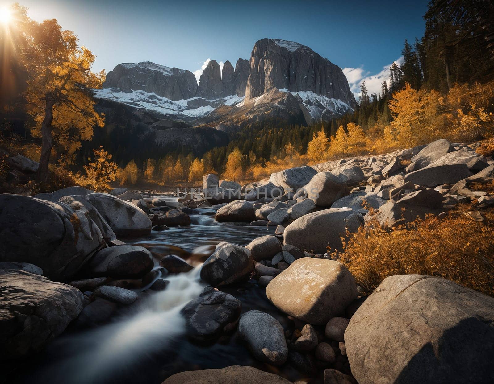 Beautiful cinematic mountain landscape with black marble and granite by NeuroSky