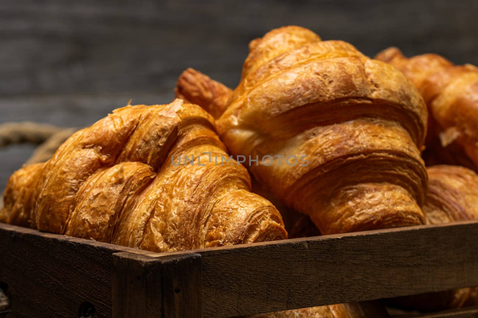 Delicious, fresh croissants. French breakfast concept