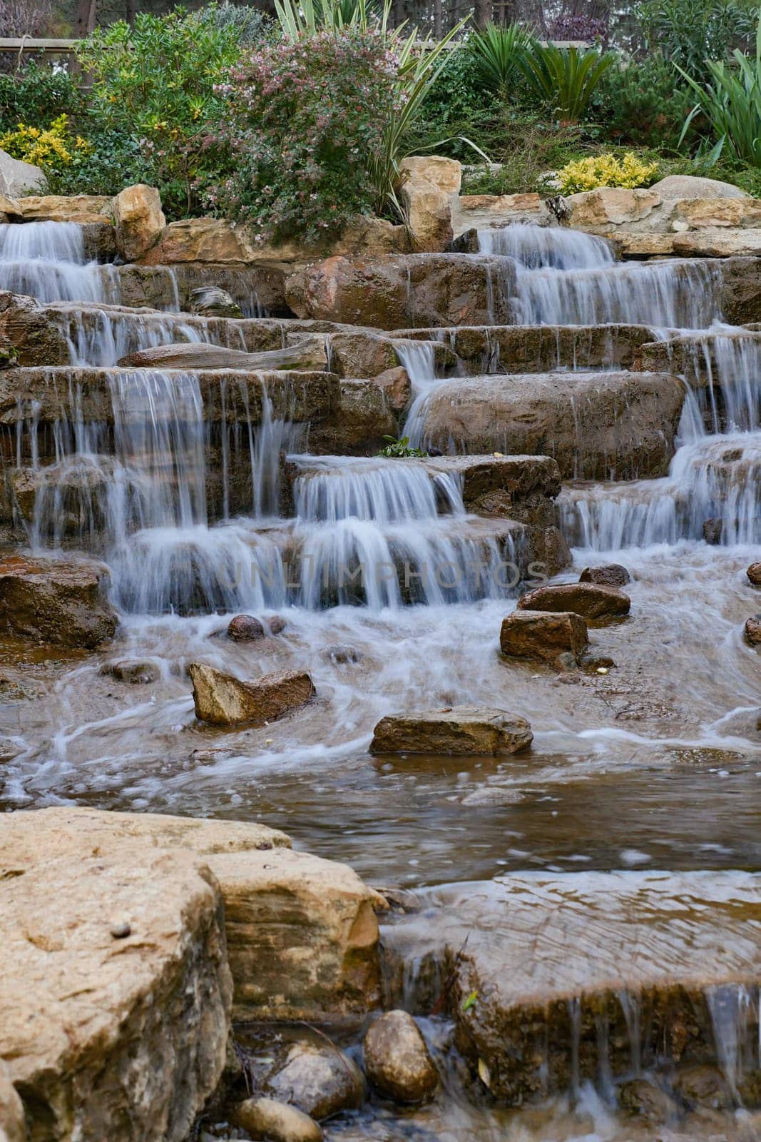 small waterfall at public park in istanbul by towfiq007