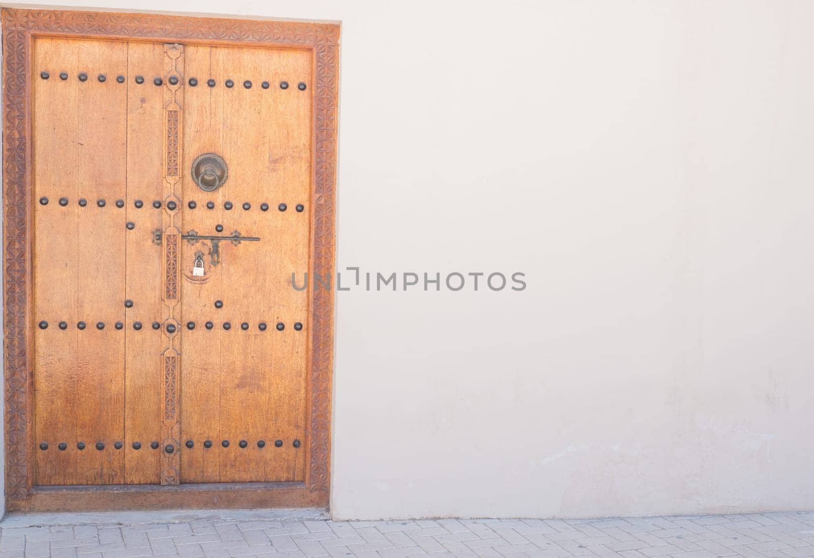 Old gate in the old district of Sharjah city. Place for text