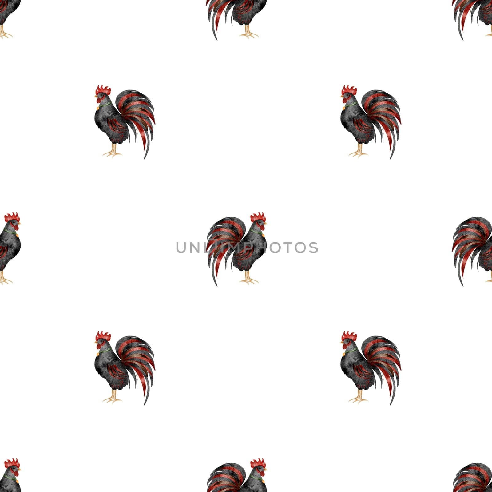 seamless pattern of roosters. bright rooster pattern in rustic style for printing on textiles, wrapping paper, pajamas, home textiles