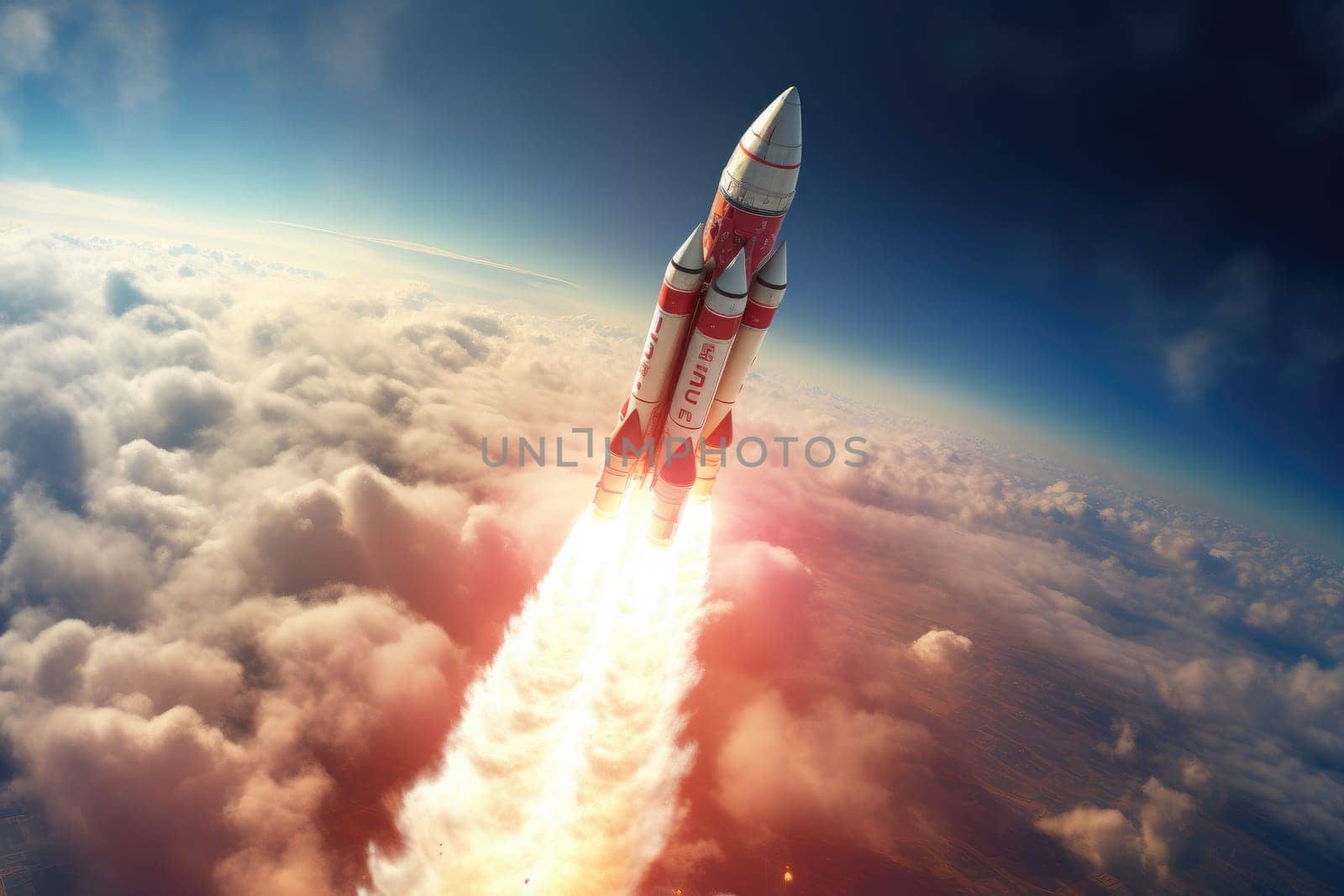 A breathtaking image capturing the launch of a rocket, signifying space exploration and the discovery of new frontiers, showcasing the advancement of technology.