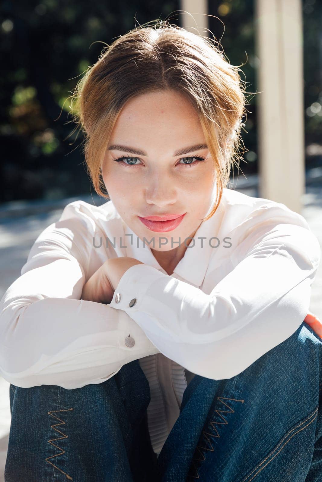 portrait of beautiful girl on the street walk