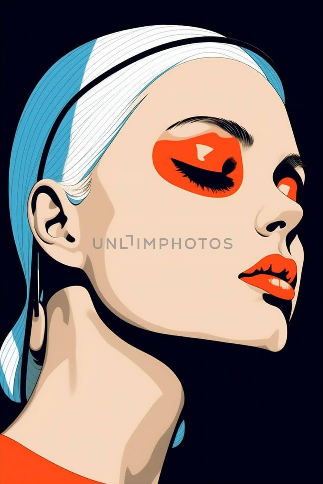 illustration woman art wow fashion retro poster girl comic face vintage. Generative AI. by Vichizh