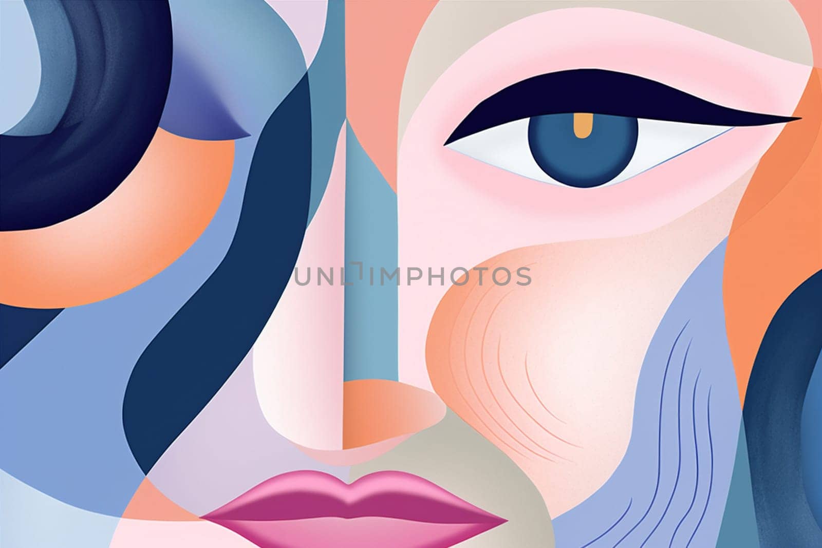 abstract woman portrait fashion cubist abstract modern design illustration style symbol woman poster facial healthy design cubism graphic face sport background health white. Generative AI.