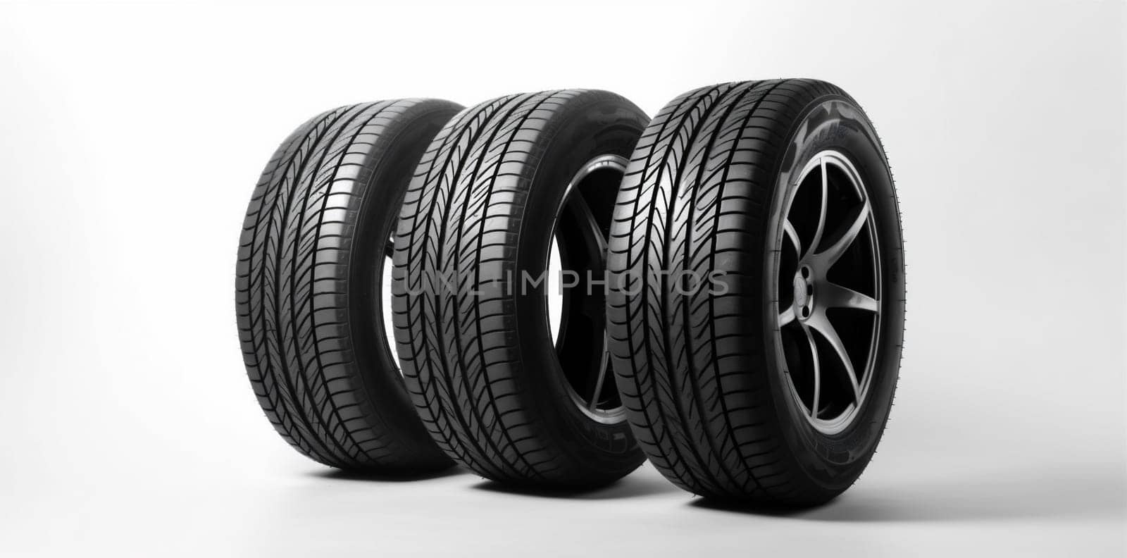 auto profile car object wheel isolated rubber tyre background tire automobile. Generative AI. by Vichizh