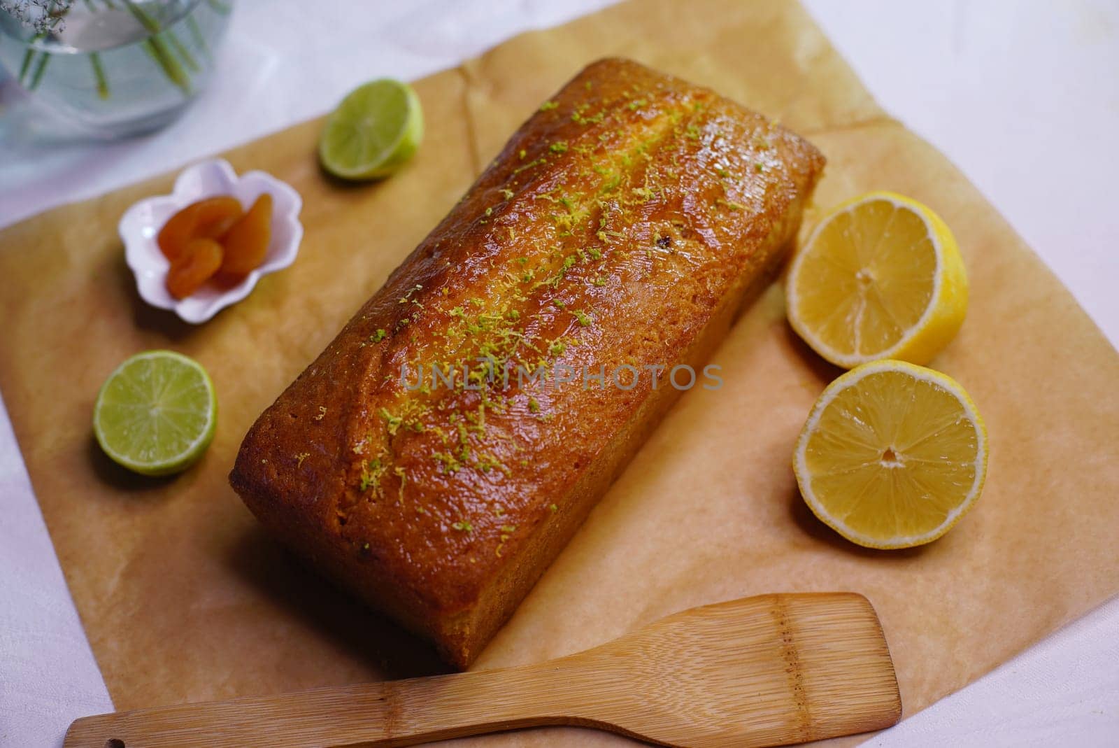 Lemon Lime Cake on the table 4k