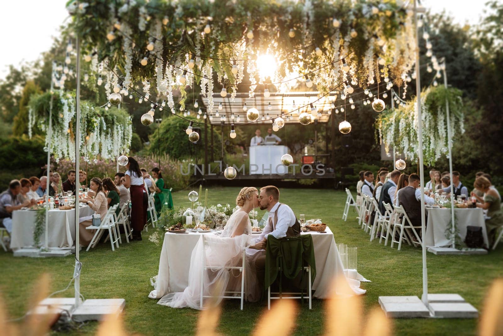 evening wedding family dinner in the forest by Andreua