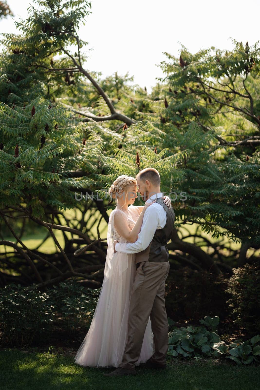 wedding walk of the bride and groom in a coniferous in elven accessories by Andreua