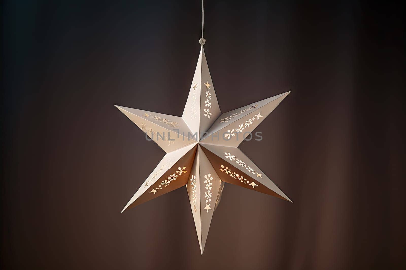 A Shimmering White Paper Star Hanging From a Delicate String Created With Generative AI Technology