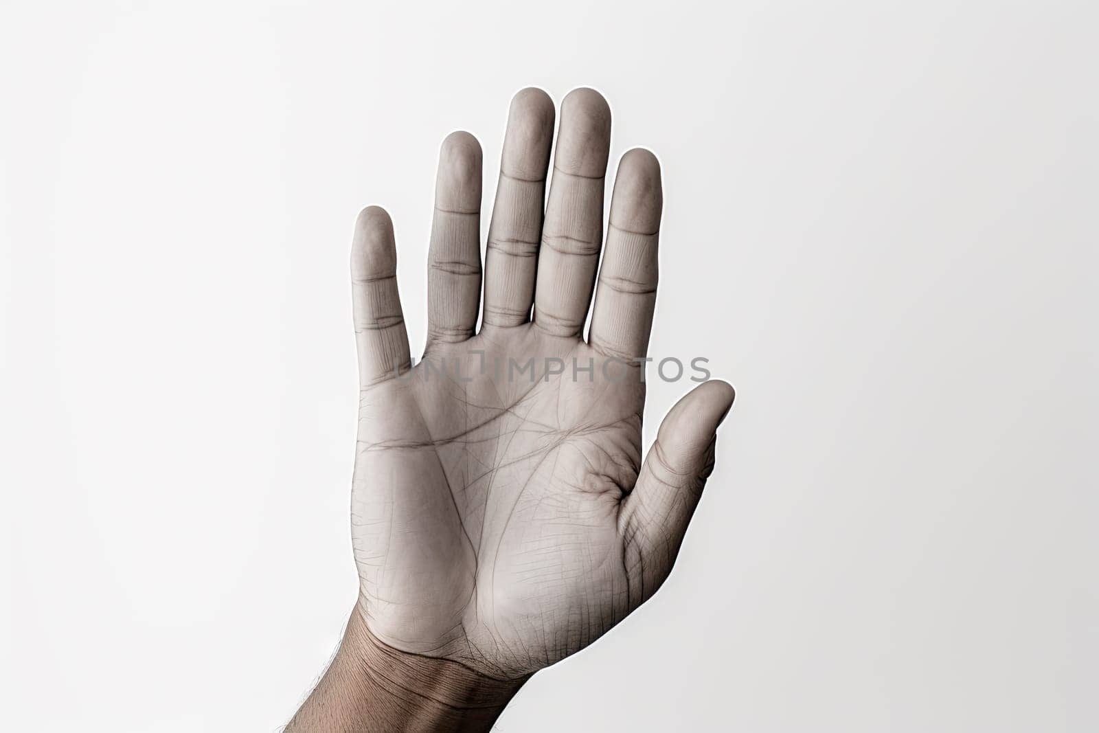 A person's hand with white paint on it created with generative AI technology by golibtolibov
