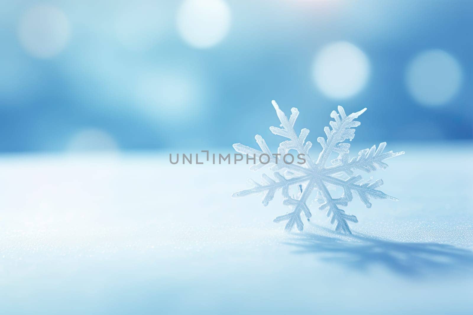 A Delicate Snowflake Glistening on a Serene, Winter Wonderland Created With Generative AI Technology