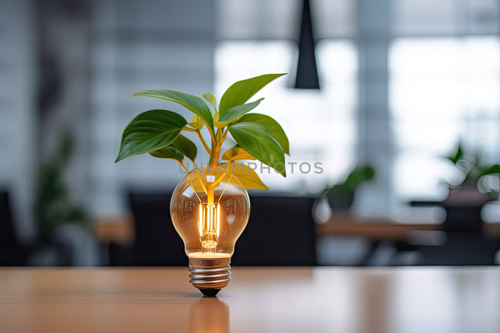 A Bright Idea: A Light Bulb Illuminating a Plant Inside It