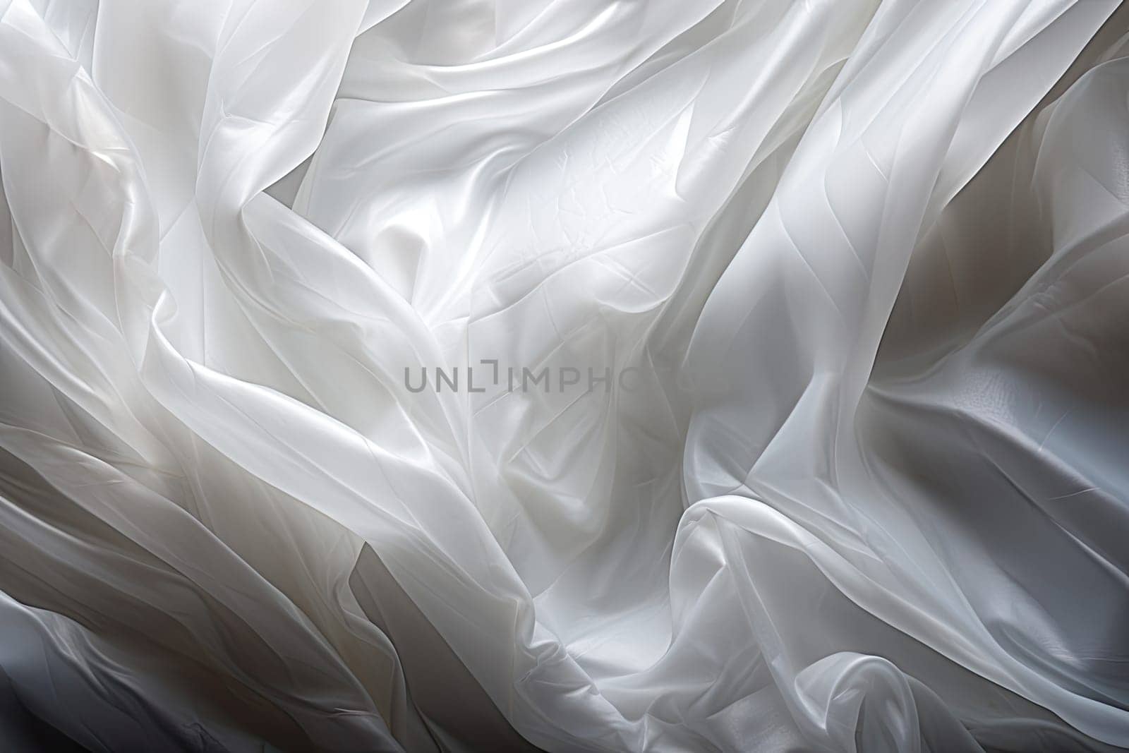 A Serene Monochrome Capture of a Billowing, White Cloth Floating in Stillness