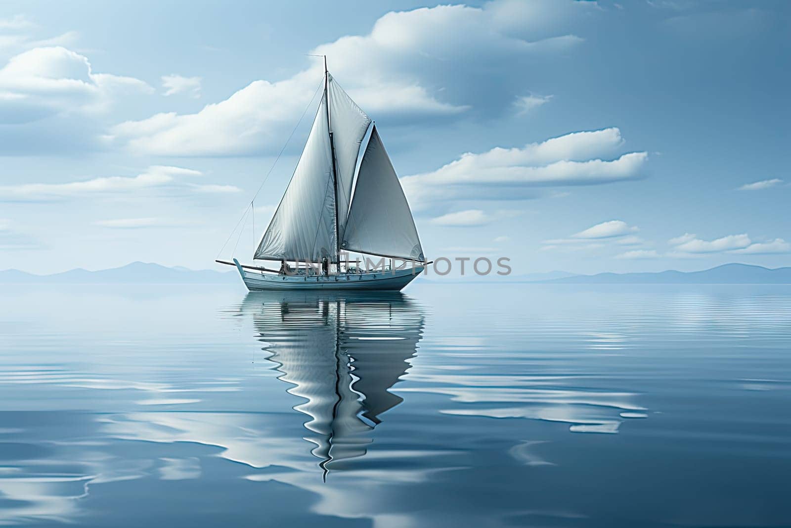 A sailboat floating in the middle of the ocean by golibtolibov