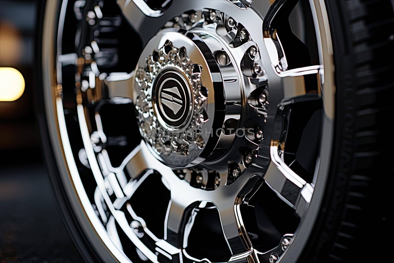 A close up of a wheel on a vehicle created with generative AI technology by golibtolibov