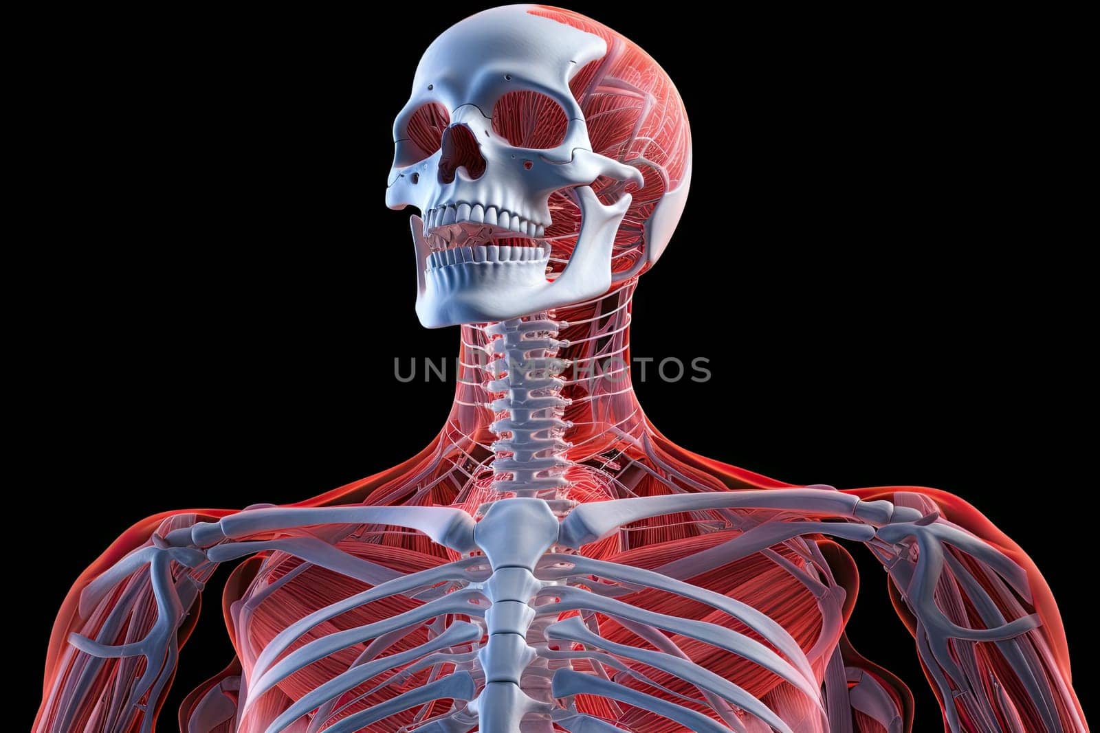 A human skeleton is shown with a black background created with generative AI technology by golibtolibov