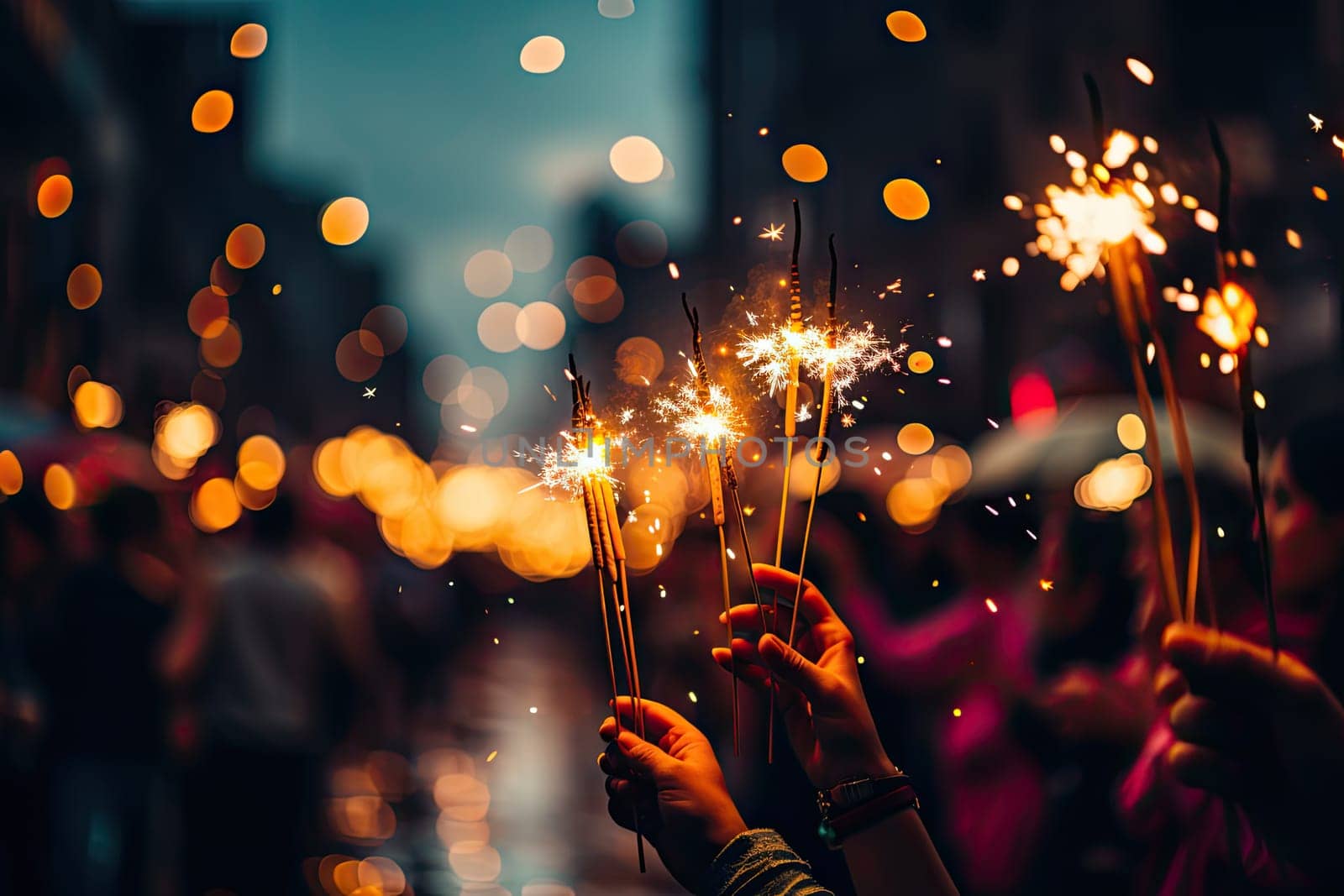 A group of people holding sparklers in their hands by golibtolibov