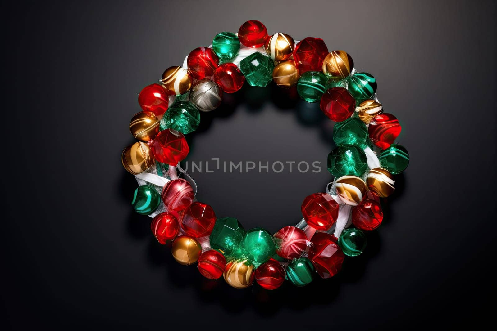 A christmas wreath made of glass beads created with generative AI technology by golibtolibov