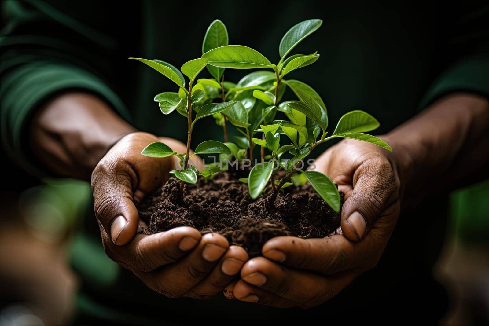 The Green Connection: A Person Nurturing Nature's Beauty in Their Hands Created With Generative AI Technology