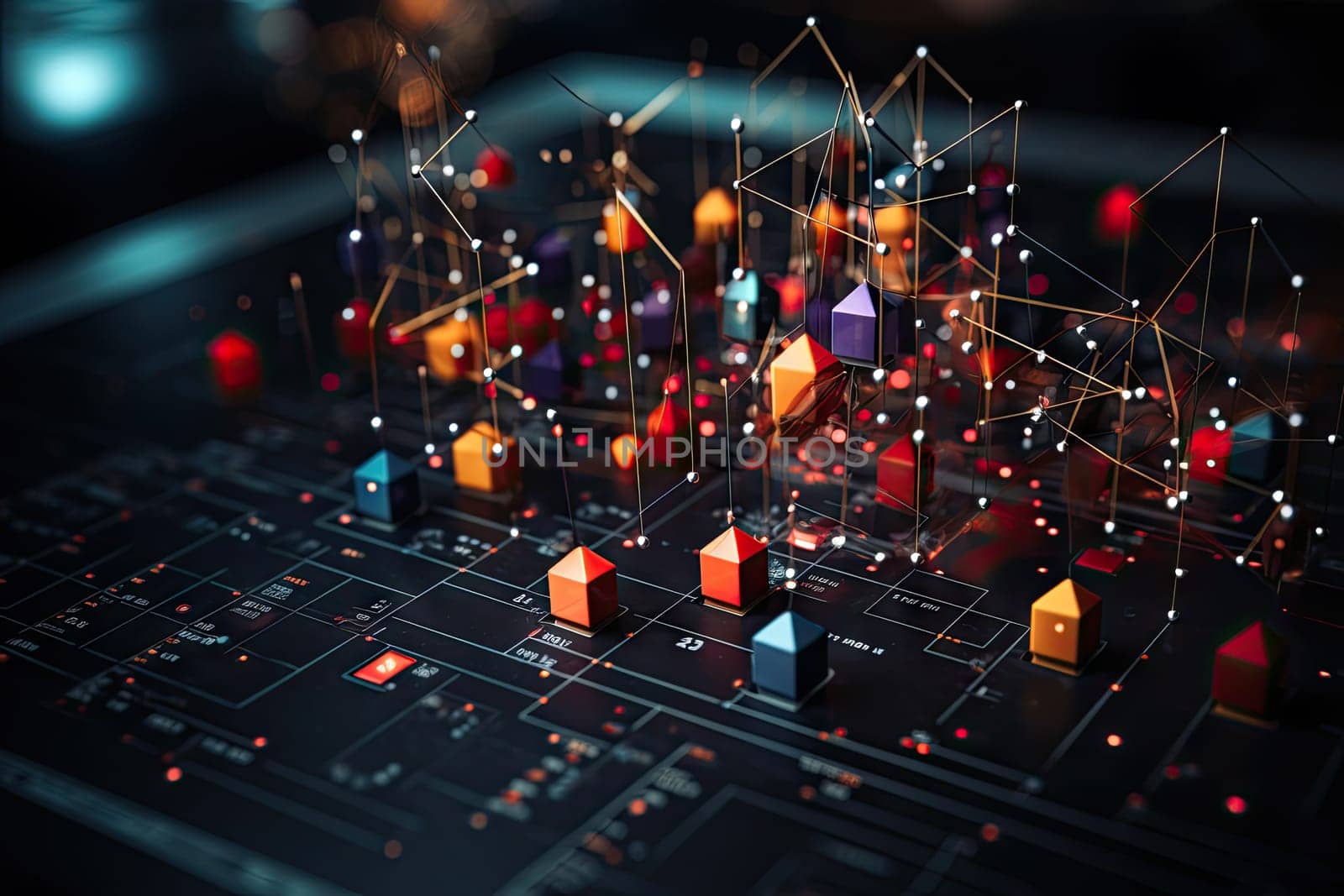 A Colorful Kaleidoscope of Components: Close-Up Circuit Board Reveals Vibrant Electronics