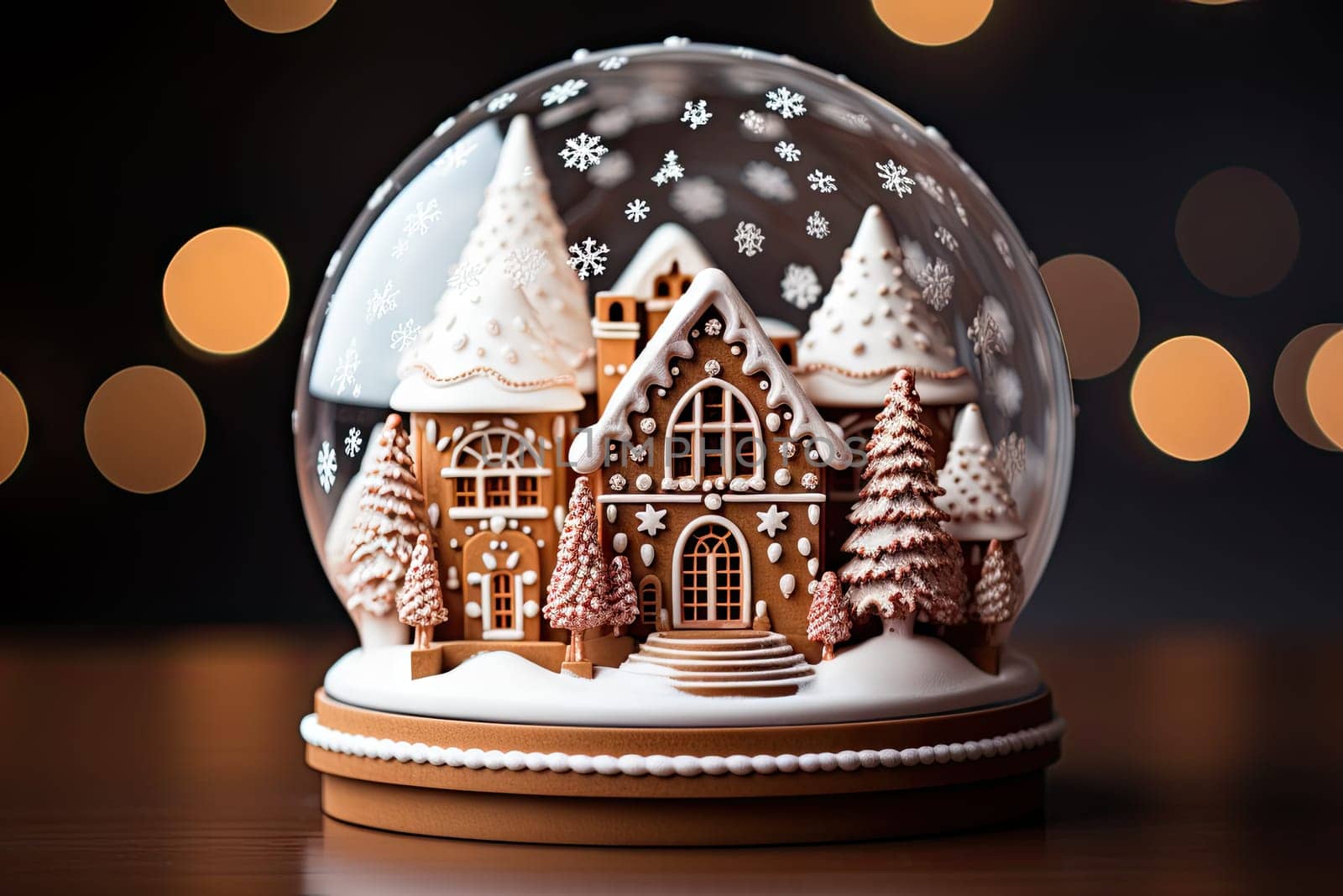 A snow globe with a house inside of it created with generative AI technology by golibtolibov