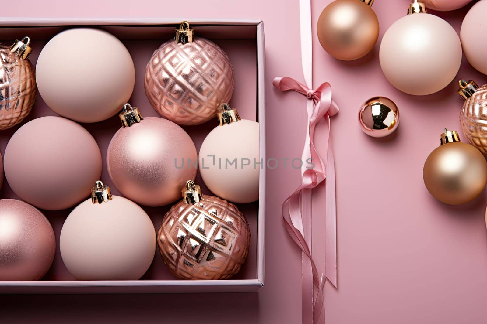A box filled with pink and gold ornaments by golibtolibov