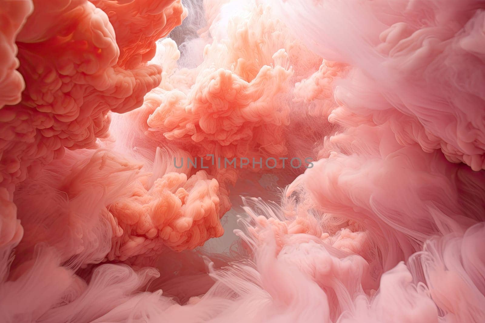 An abstract painting of pink and orange clouds created with generative AI technology by golibtolibov