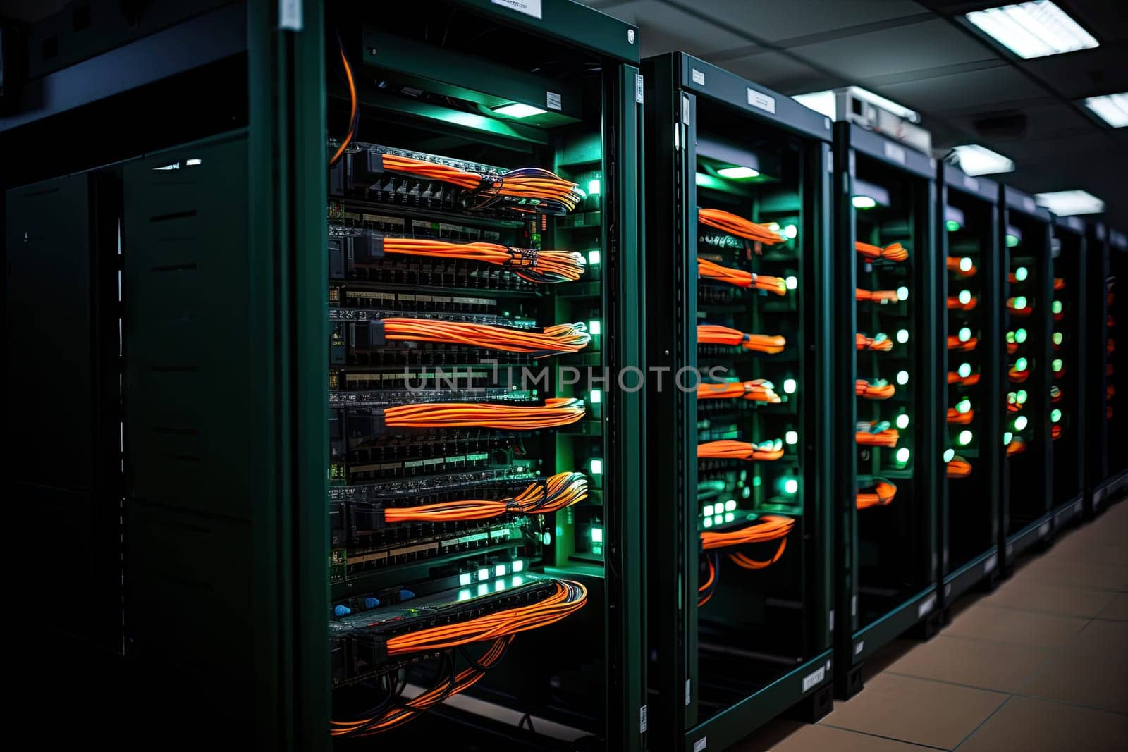 A Towering Array of Servers in a Cutting-Edge Data Center