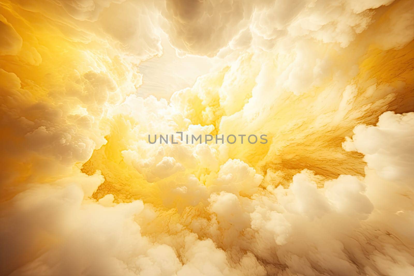 A Majestic Yellow and White Cloud Floating in the Sky Created With Generative AI Technology