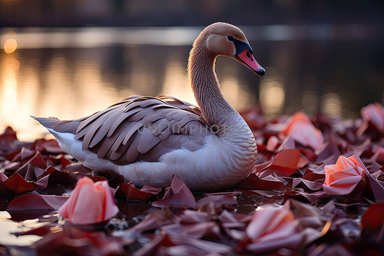 A Serene Duck Resting Gracefully on the Calm Waters of a Peaceful Lake Created With Generative AI Technology