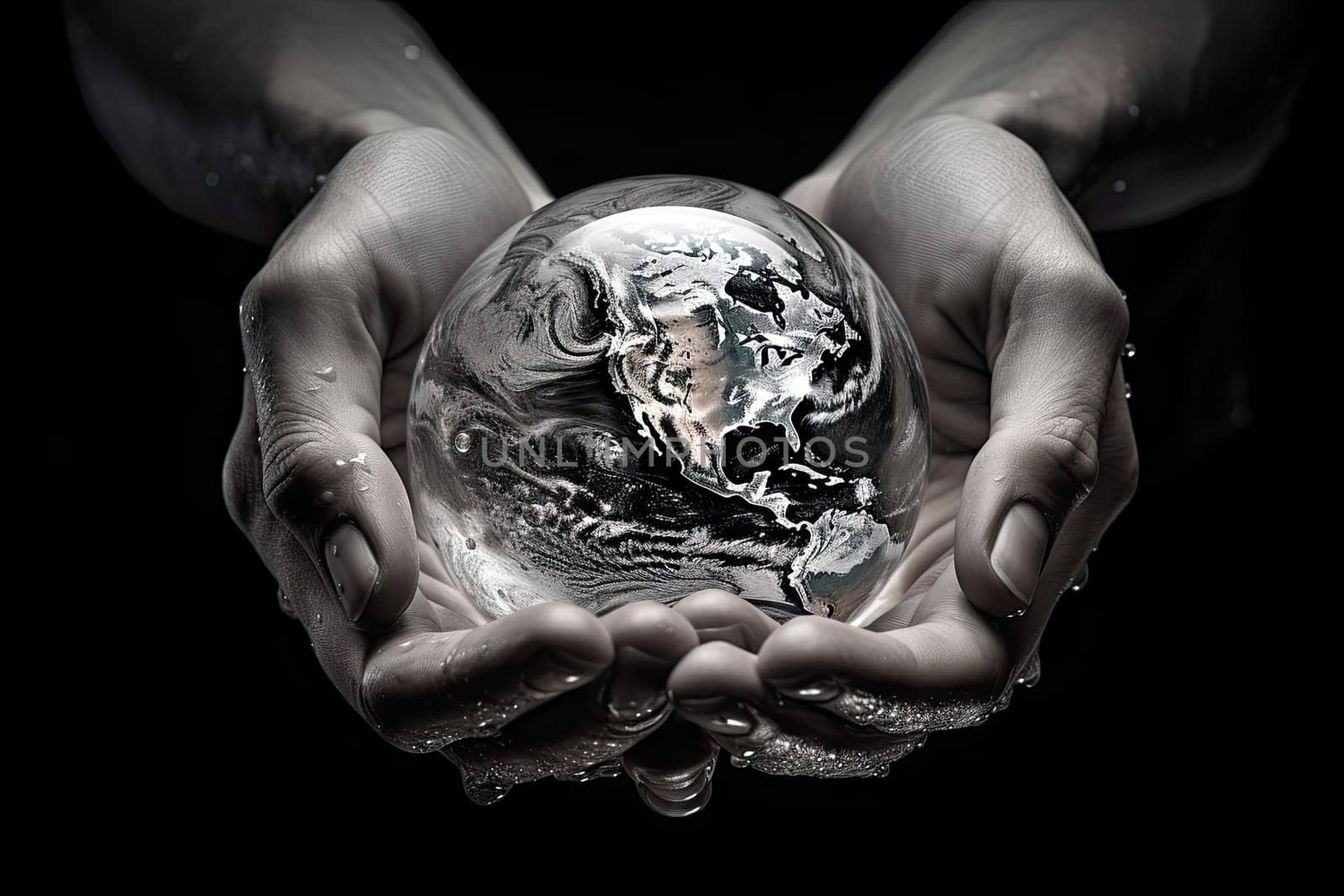 A person holding a crystal ball in their hands created with generative AI technology by golibtolibov