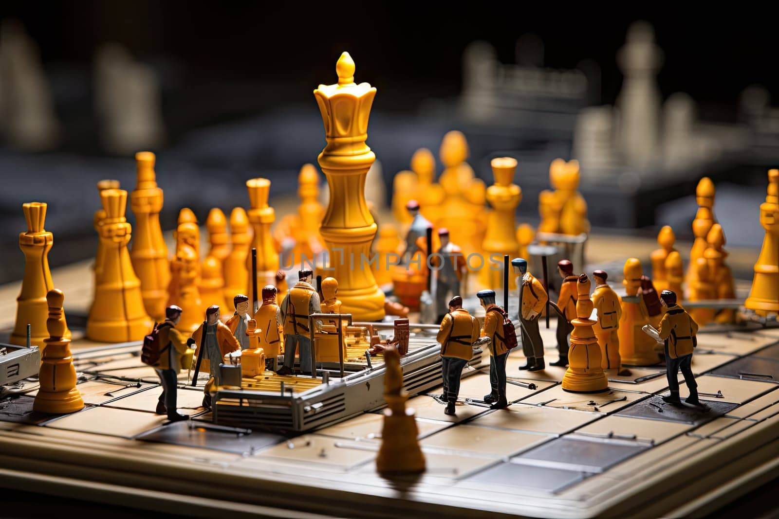 A Strategic Battle on the Checkered Battlefield: Chess Pieces Engage in an Epic Clash