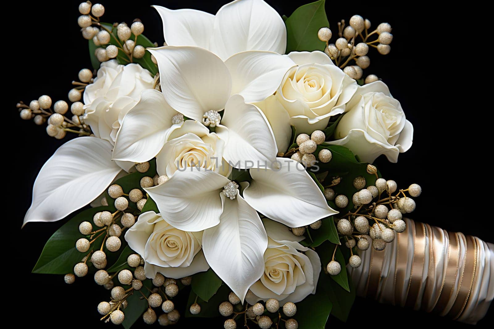 A Stunning Bridal Bouquet of White Flowers and Lush Greenery