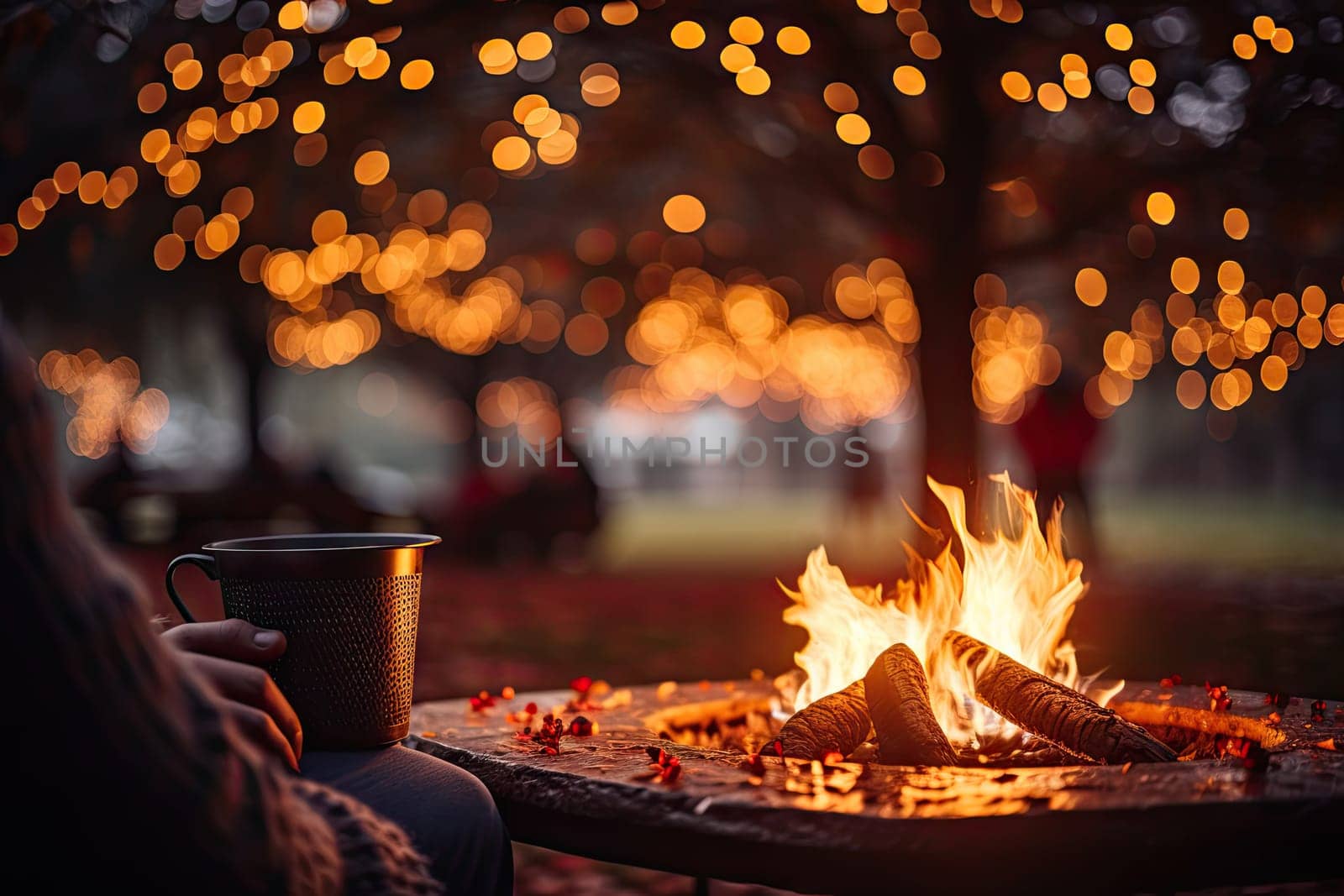Warmth and Contemplation: A Person Sitting in Front of a Cozy Fire Pit