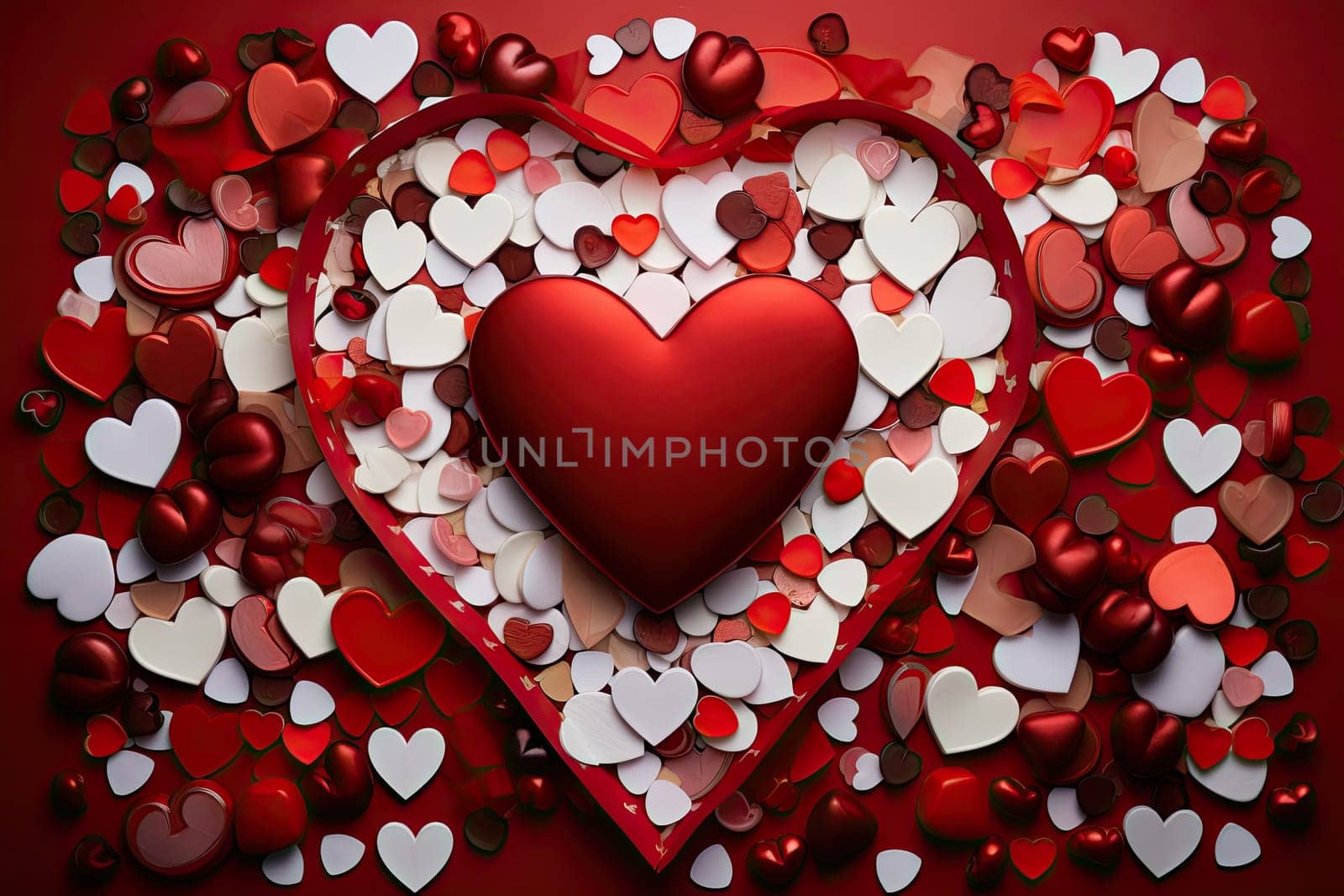 A Heartception: A Heart Made of Hearts on a Vibrant Red Background