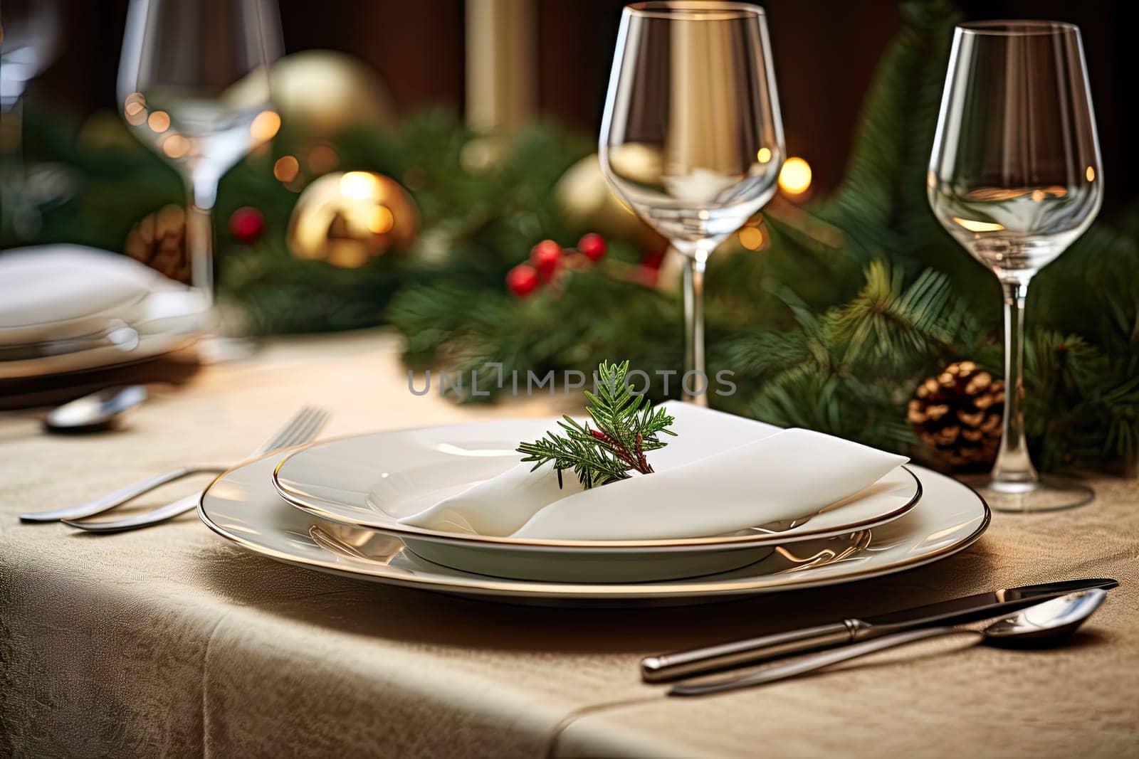 A Beautifully Set Table with Elegant Place Settings and Delicate Decorations Created With Generative AI Technology