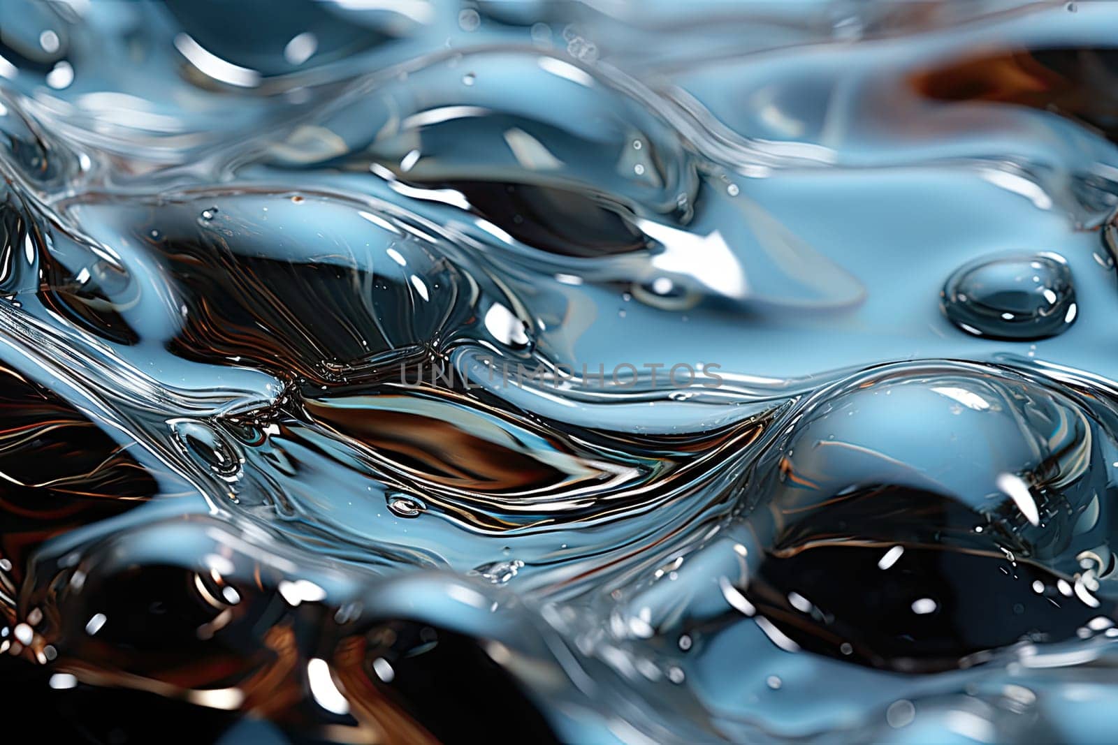 A close up of a blue and black liquid created with generative AI technology by golibtolibov