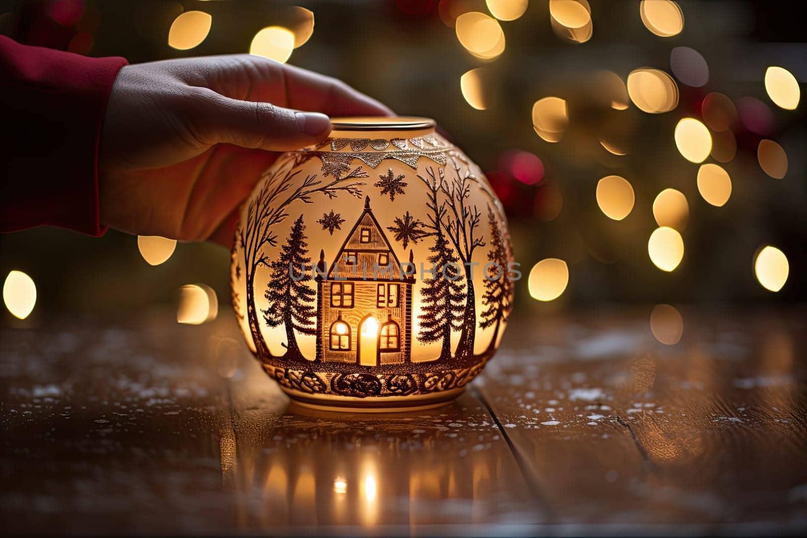 A Serene Moment: Illuminating the Christmas Spirit with a Candle Created With Generative AI Technology