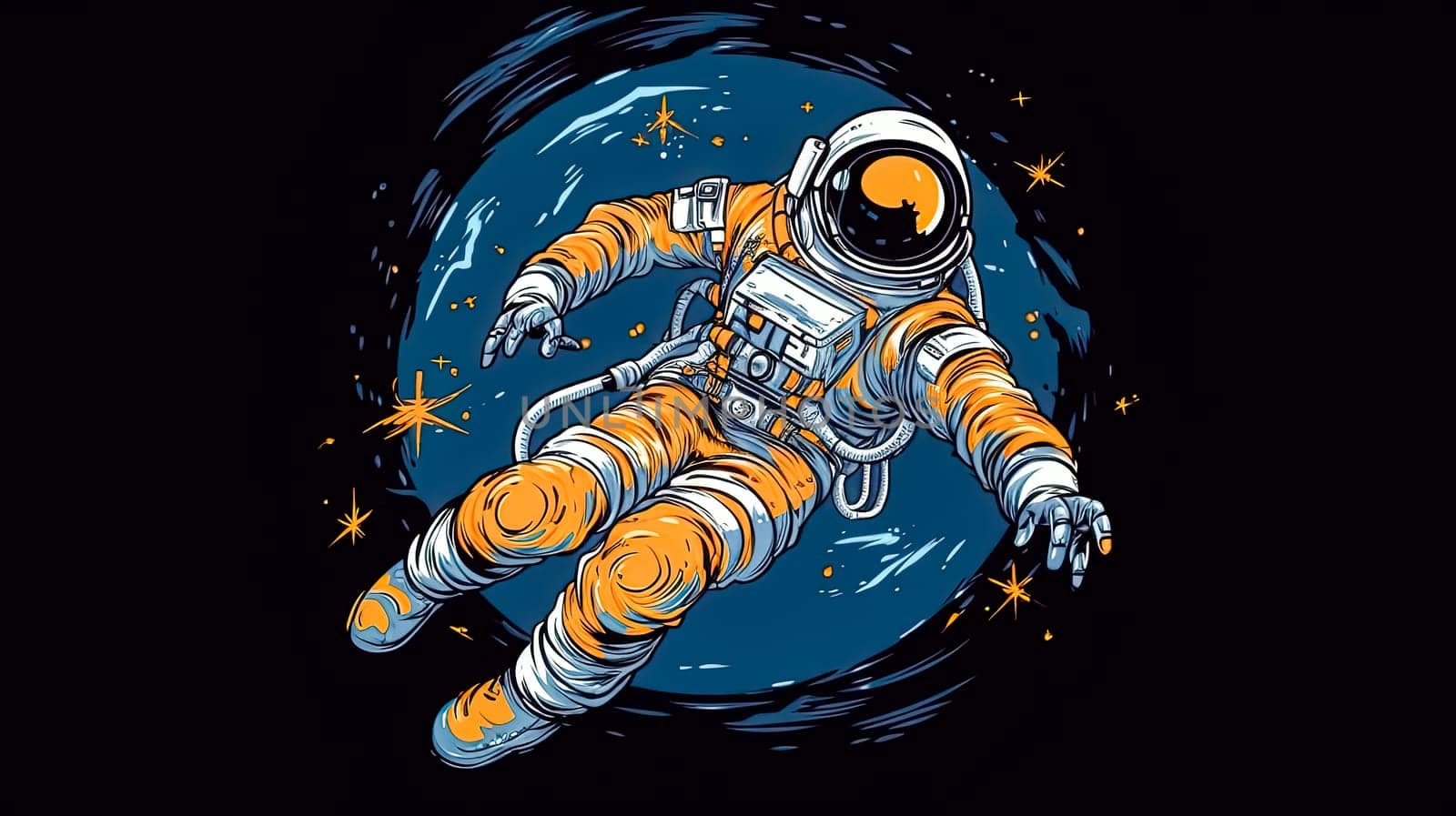 Graceful and weightless, an astronaut soars through the cosmic abyss, surrounded by the breathtaking vastness of space an elegant dance of celestial exploration