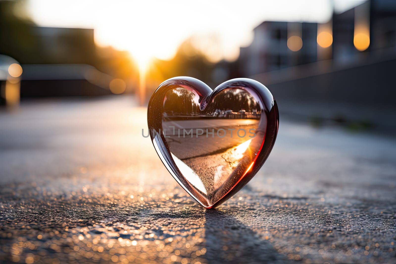A heart shaped object sitting on the side of a road by golibtolibov