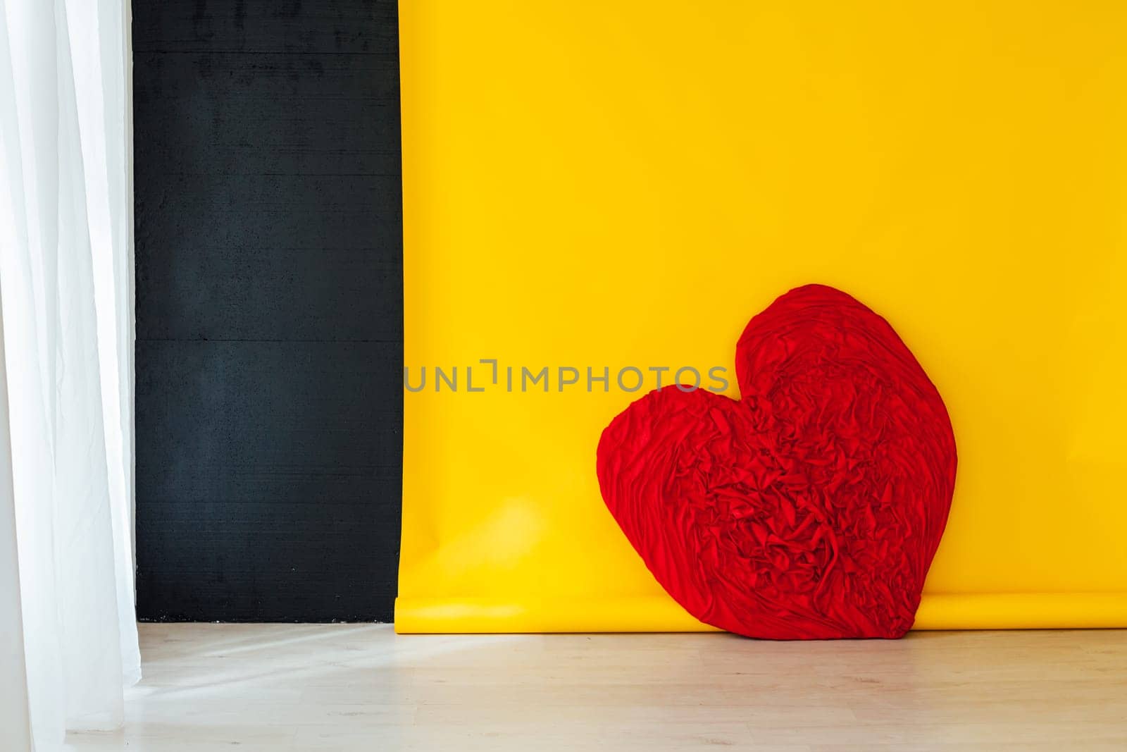 heart by February 14 in the interior of the room with a yellow background