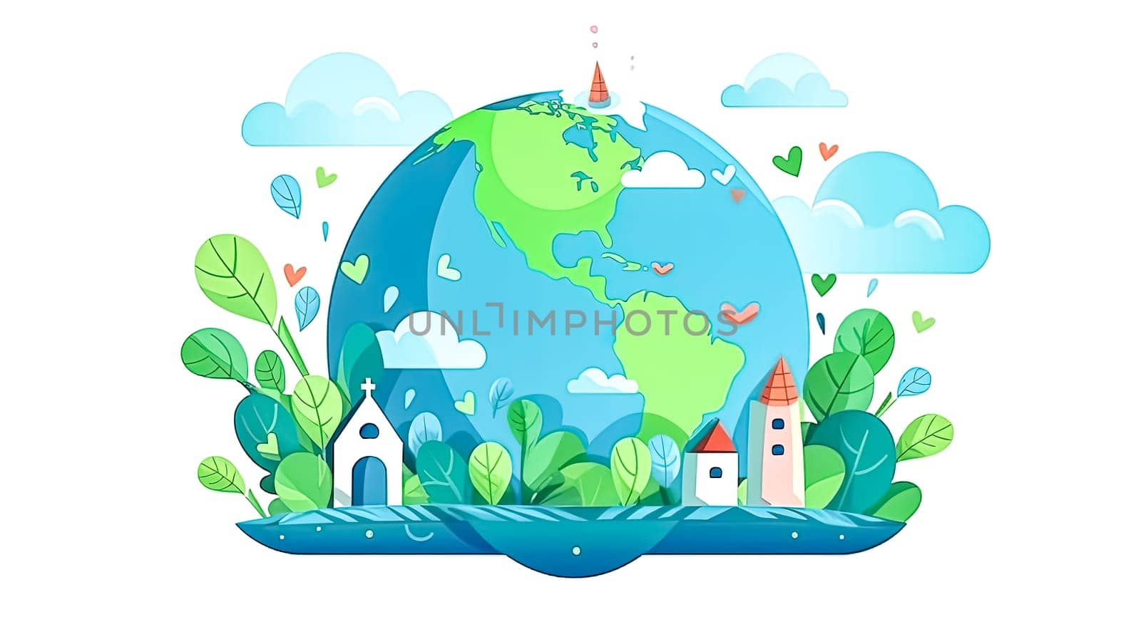 Earth adorned with trees and grass, a vibrant illustration of nature by Alla_Morozova93