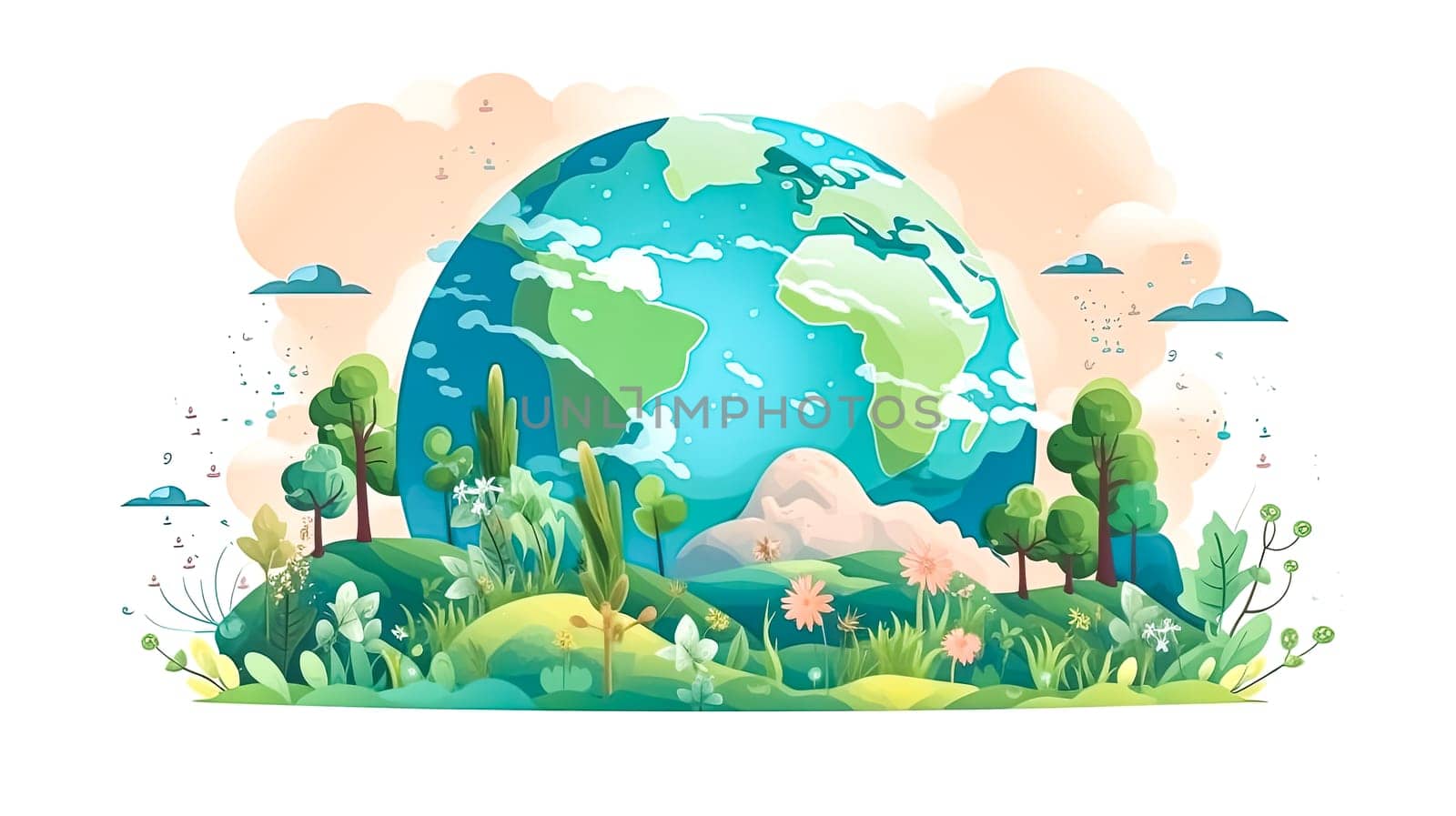 Global harmony, Earth covered in a blanket of green a joyous tribute to nature conservation and the collective spirit of Earth Day celebrations