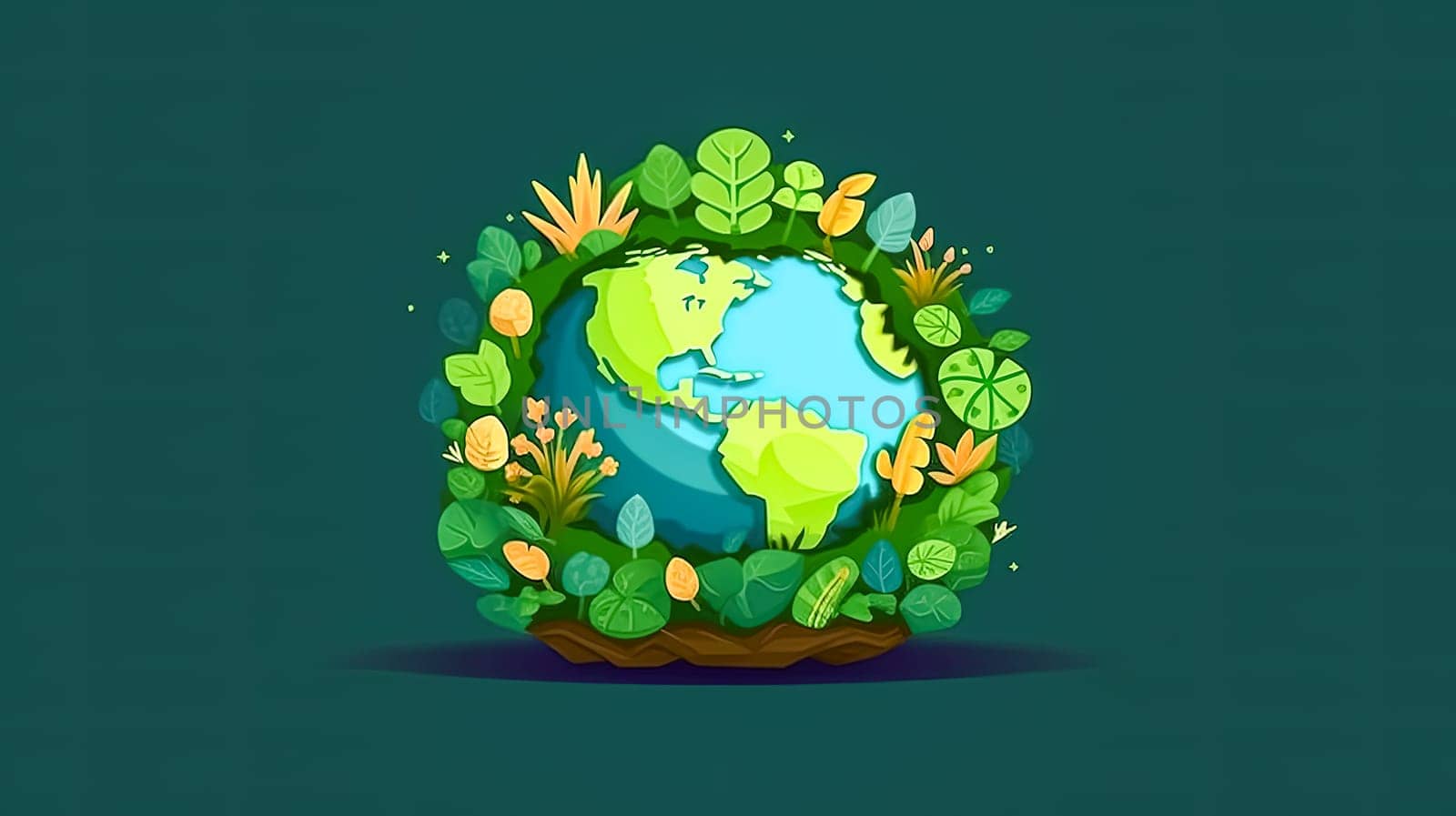 Earth Day jubilation, A green world covered in trees and grass an illustration of our commitment to natures preservation and global festivities