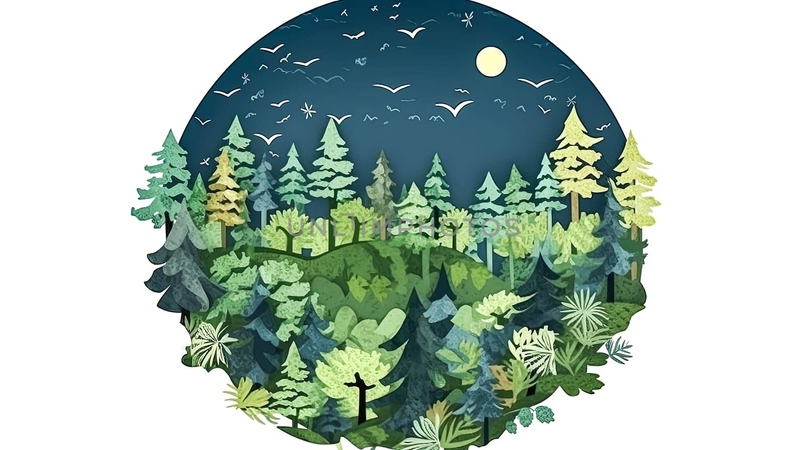 Earth adorned with trees and grass, a vibrant illustration of nature by Alla_Morozova93