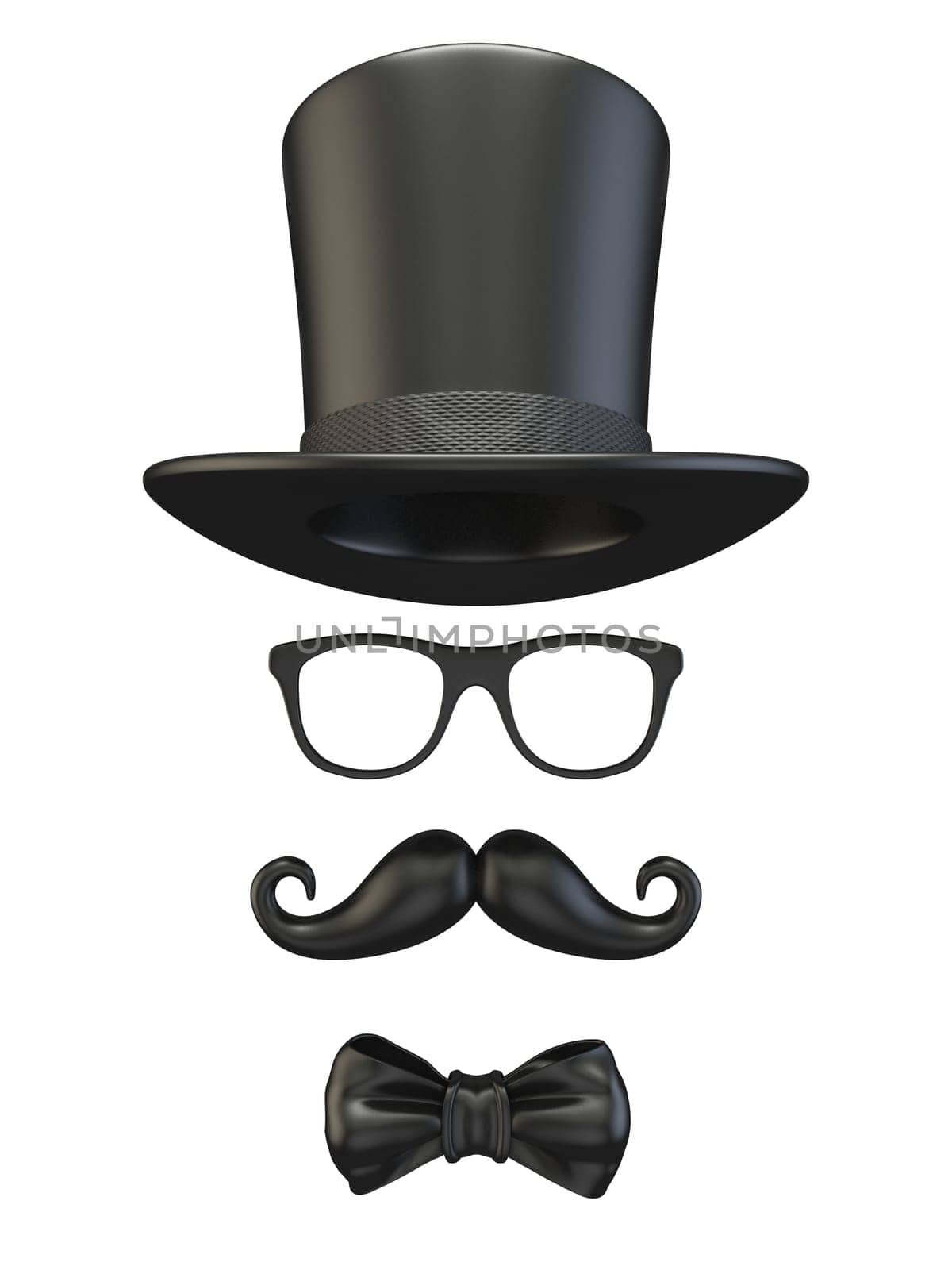 Black mask Cylinder, ribbon bow, glasses and moustache 3D by djmilic