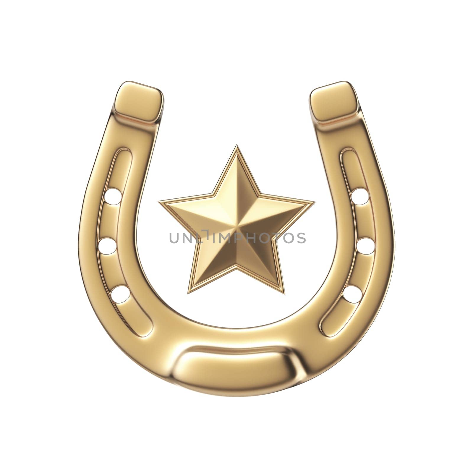 Golden horseshoe with star 3D by djmilic