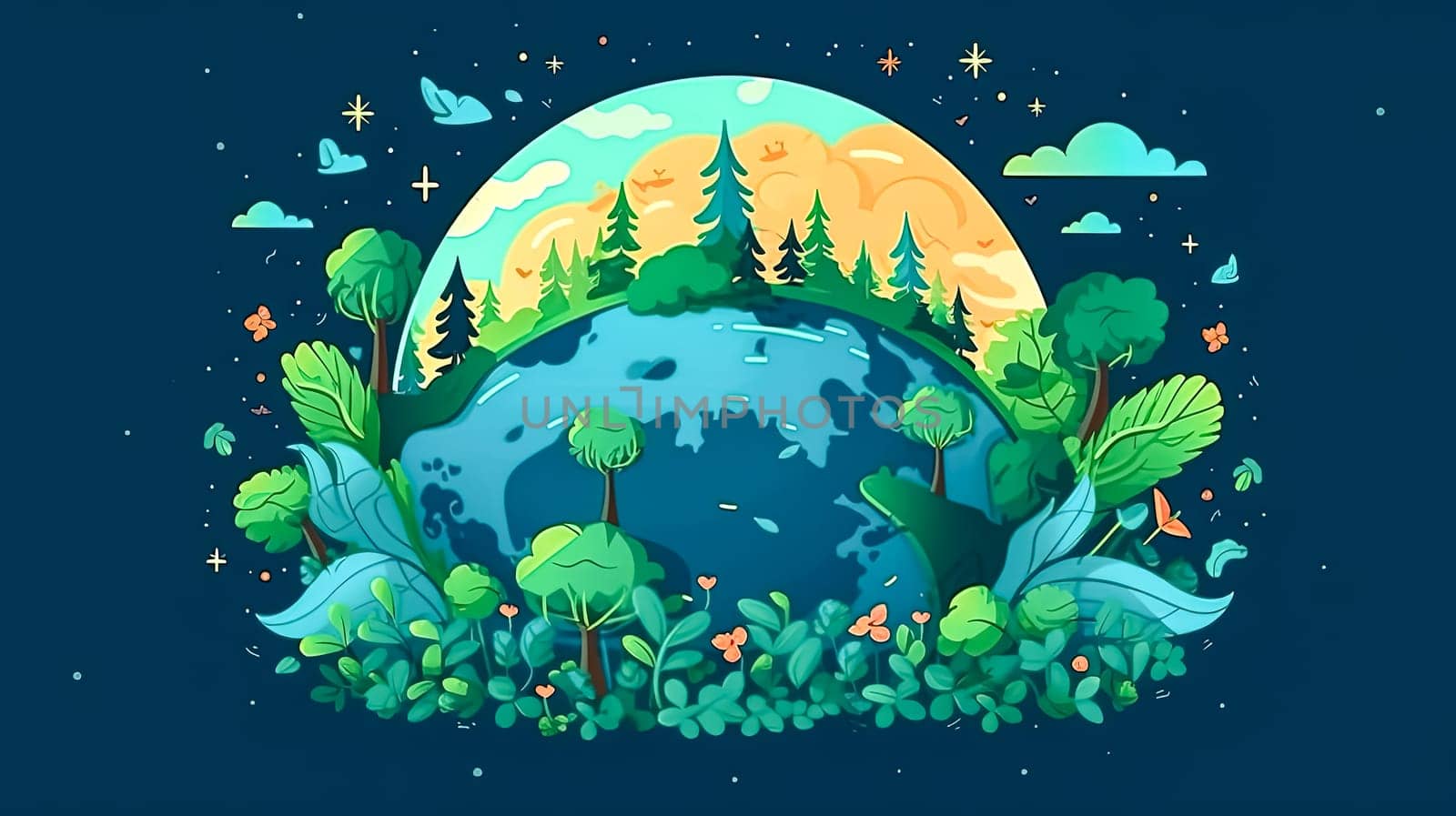 Global harmony, People against a backdrop of green landscapes a collective pledge for nature conservation, celebrating Earth Day with unity and purpose