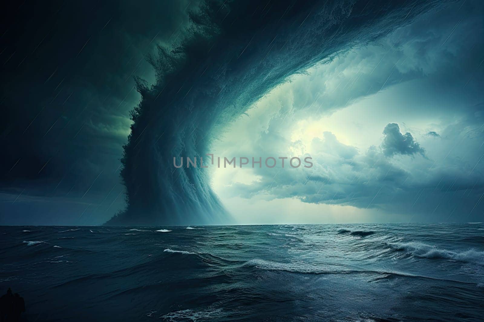 A Majestic Wave Rising From the Depths of the Ocean Created With Generative AI Technology